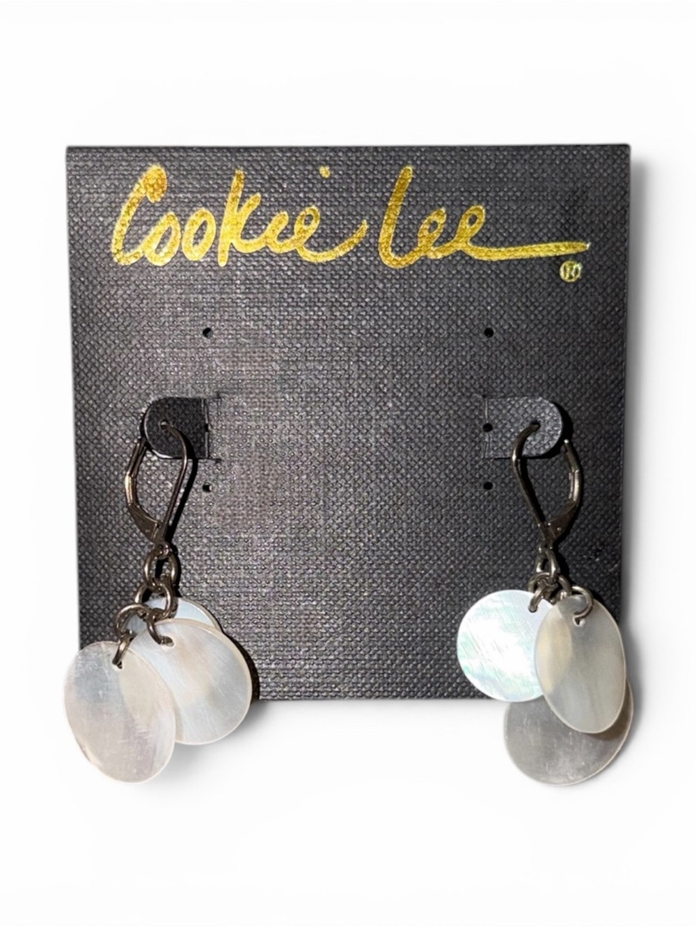 Cookie Lee Iridescent Disc Drop Mother of Pearl Earrings - White